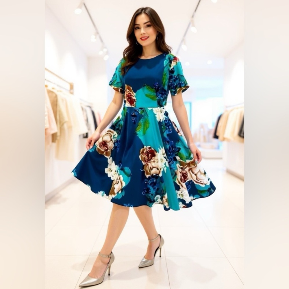 Anthropologie Blue Floral Dress